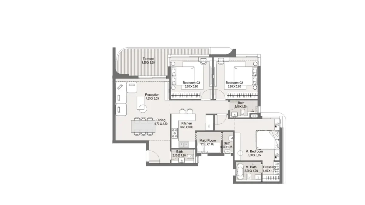 Floor Plan apartment in Stei8ht New Cairo