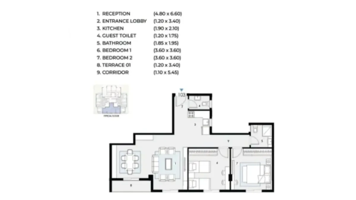 Floor Plan apartment in Home Residence New Cairo