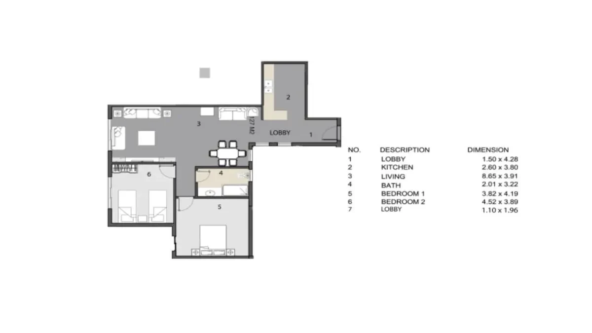 Floor Plan apartment in Valencia Valley New Cairo