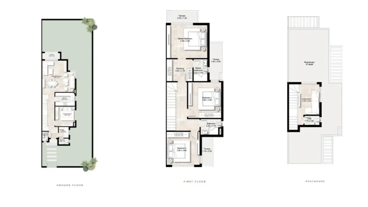 Floor Plan twinhouse in Hyde Park Central New Cairo