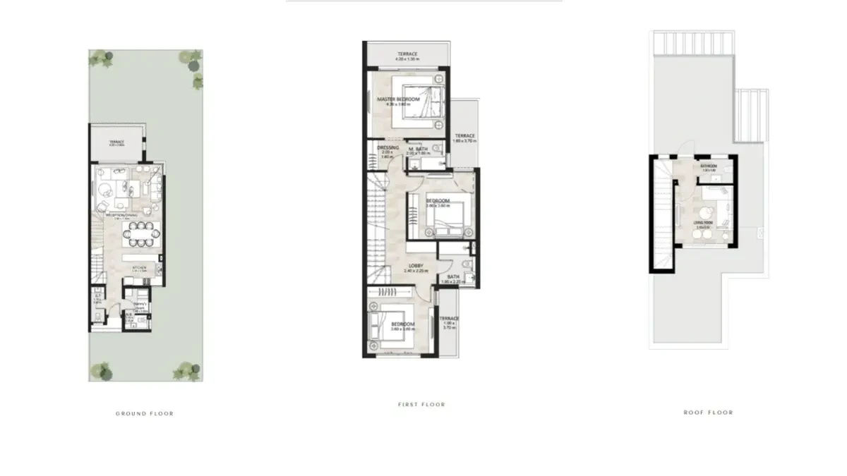 Floor Plan townhouse in Hyde Park Central New Cairo