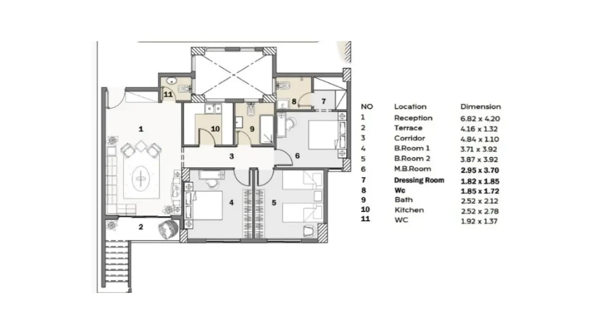 Floor Plan apartment in Valencia Valley New Cairo